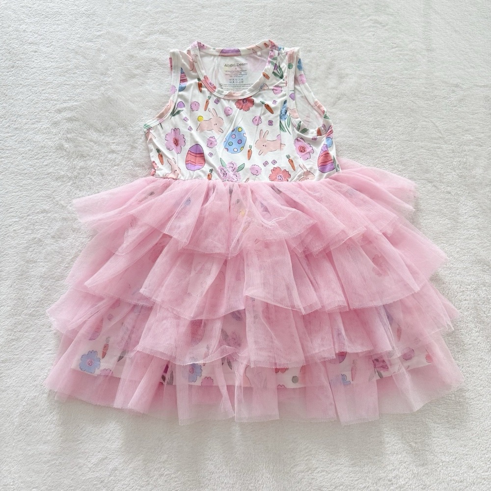 Angel Dear Girls Size 5 Easter Bunny Egg Pink Tulle Tutu Dress Bamboo Spring